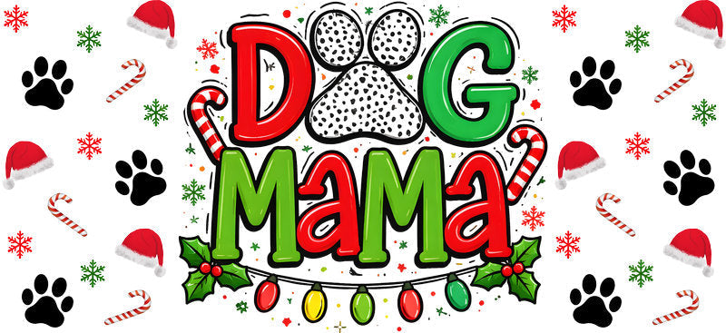 christmas dog UV DTF cup wrap for 16oz glass can aesthetic drinkware decal KA-10028