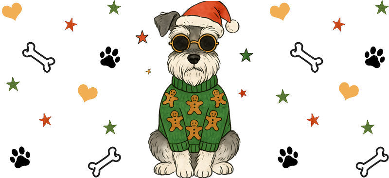 reindeer dog UV DTF cup wrap for 16oz glass can aesthetic drinkware decal KA-10033