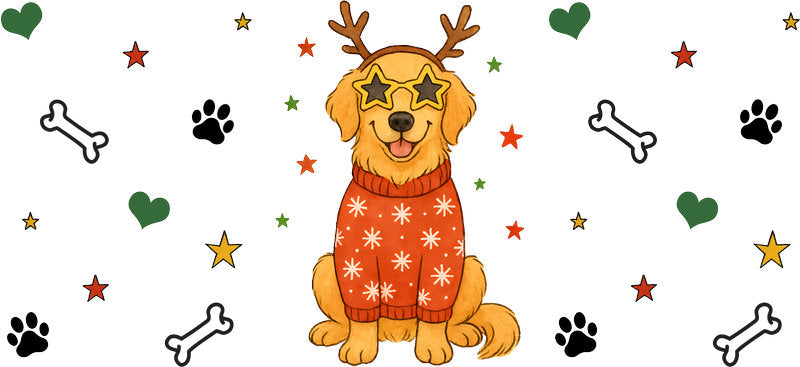 merry woofmas UV DTF cup wrap for 16oz glass can aesthetic drinkware decal KA-10038