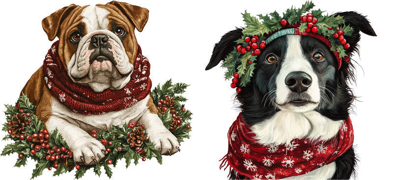 holiday dog aesthetic UV DTF cup wrap for 16oz glass can drinkware decal KA-10060