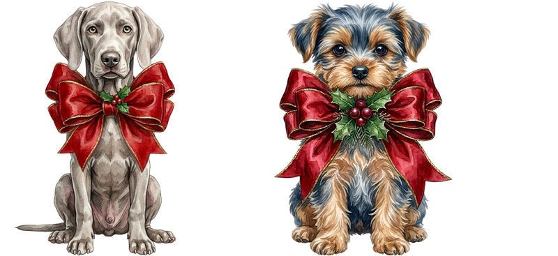 holiday dog aesthetic UV DTF cup wrap for 16oz glass can drinkware decal KA-10112