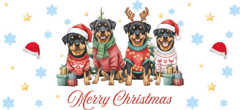 christmas pets aesthetic UV DTF cup wrap for 16oz glass can drinkware decal KA-10117
