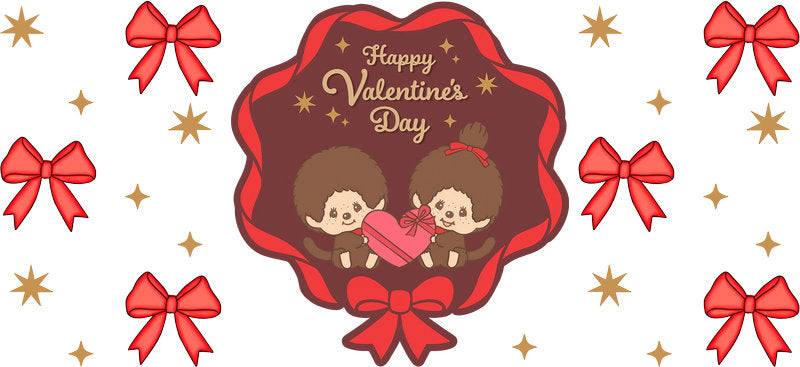 Romantic Chibi Couple Hearts UV DTF Cup Wrap for 16oz Glass Can KA-10150
