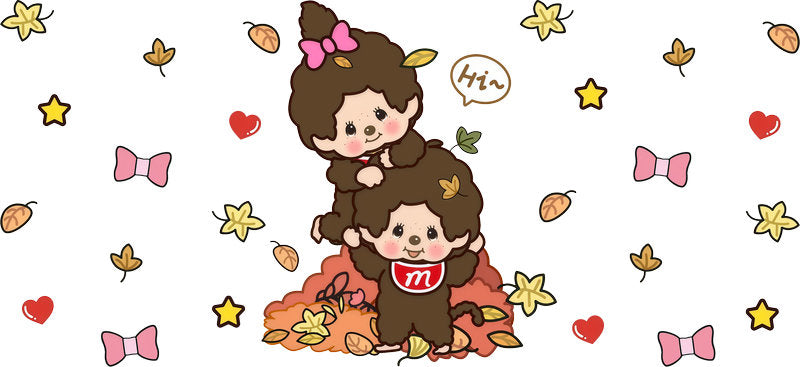 Festival Kids Couple Cartoon UV DTF Cup Wrap for 16oz Glass Can KA-10163