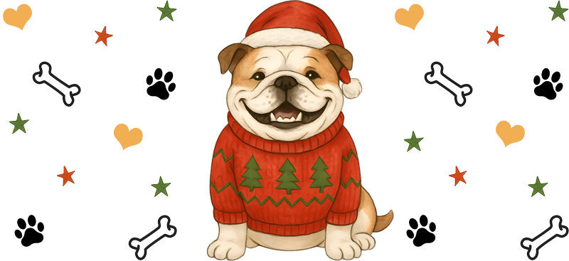 snow dog christmas UV DTF cup wrap tumbler glass can aesthetic design