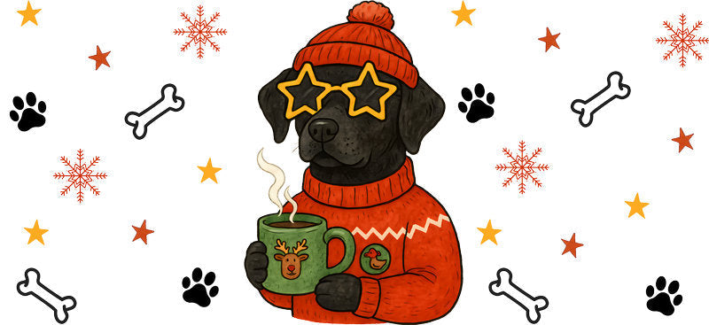 plaid puppy christmas UV DTF cup wrap tumbler drinkware aesthetic design