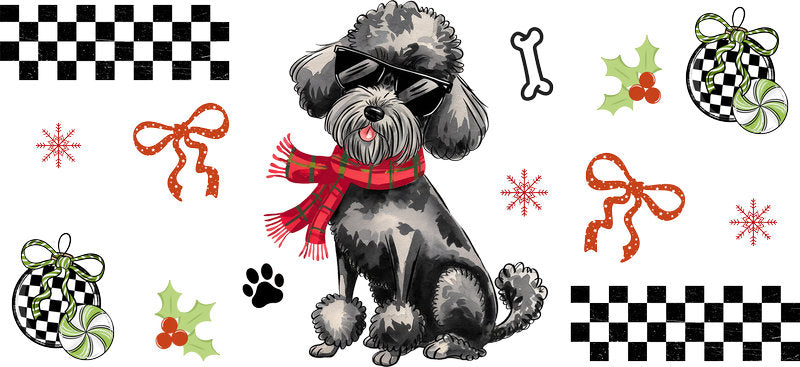 dog family christmas UV DTF cup wrap aesthetic tumbler drinkware decal
