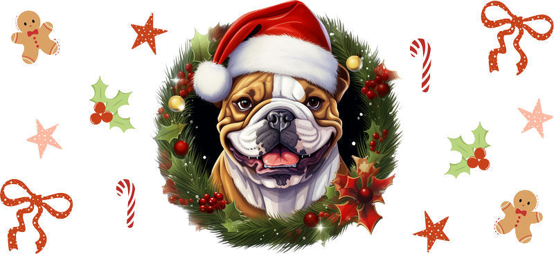 merry christmas dog UV DTF cup wrap tumbler glass can aesthetic decal
