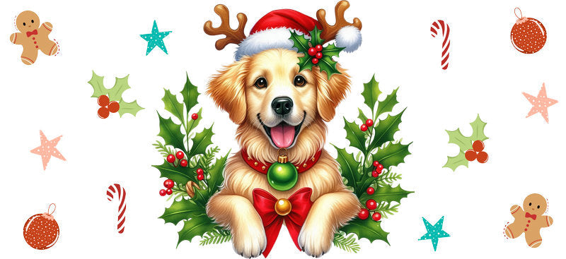 husky snow dog christmas UV DTF cup wrap tumbler glass can aesthetic