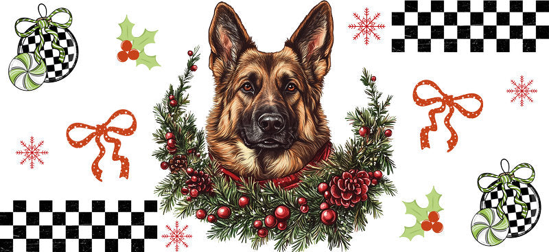 puppy love christmas UV DTF cup wrap aesthetic tumbler drinkware
