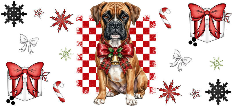 snow night dog christmas UV DTF cup wrap aesthetic tumbler design