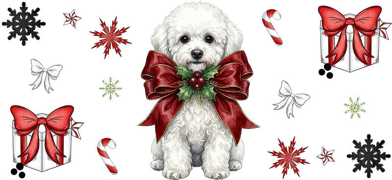 cartoon christmas dog UV DTF cup wrap tumbler glass can aesthetic