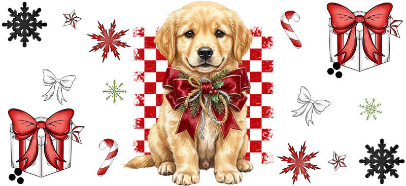 scene holiday puppy UV DTF cup wrap aesthetic tumbler drinkware