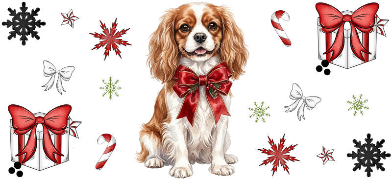 friends puppy christmas UV DTF cup wrap aesthetic tumbler design