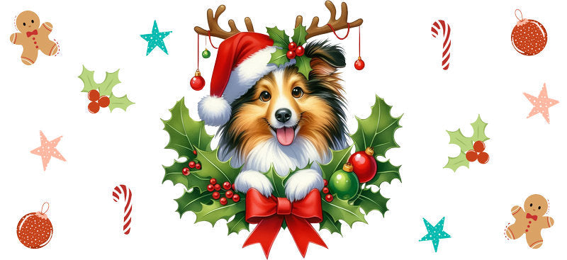 seasonal dog christmas UV DTF cup wrap tumbler glass can aesthetic