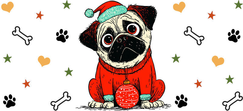 elite christmas dog UV DTF cup wrap aesthetic tumbler design