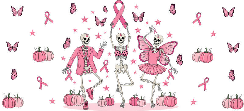 breast cancer awareness girls UV DTF cup wrap for 16oz glass can pink ribbon decal KA-10329