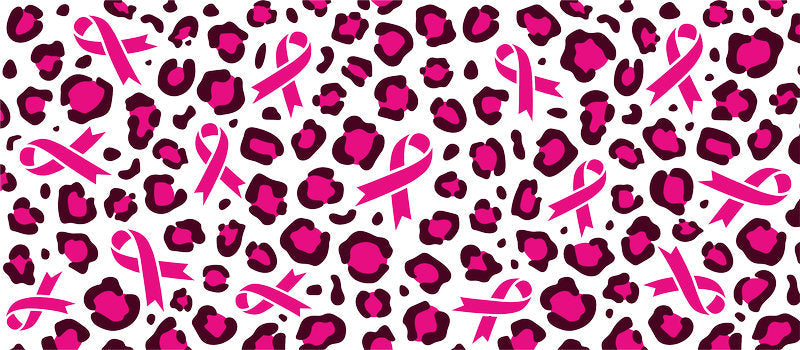 pink leopard hearts UV DTF cup wrap for 16oz glass can breast cancer decal KA-10346