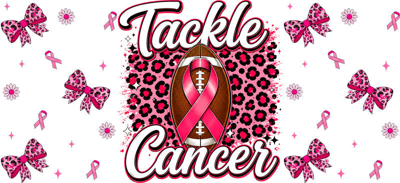 tackle breast cancer awareness UV DTF cup wrap for 16oz glass can decal KA-10392