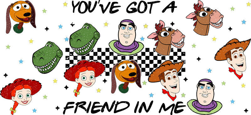Cute Friendship Collage UV DTF Cup Wrap for 16oz Glass Can KA-10556
