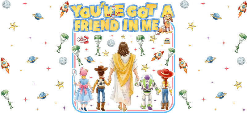 Friendship Journey UV DTF Cup Wrap for 16oz Glass Can KA-10600