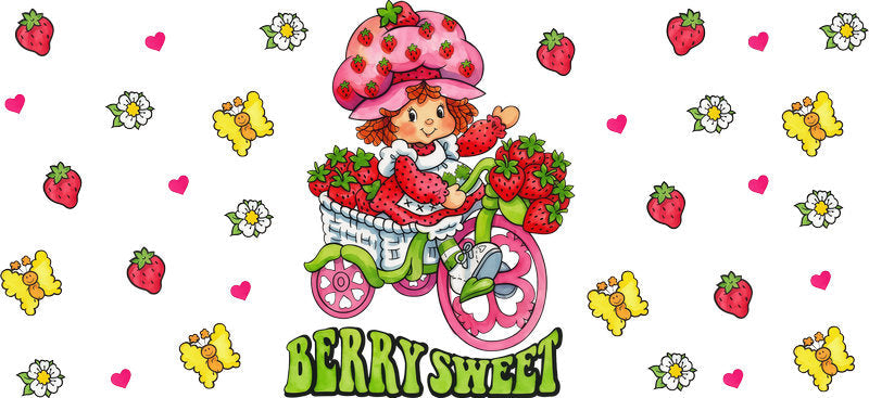 Berry Bicycle UV DTF Cup Wrap for 16oz Glass Can KA-10616