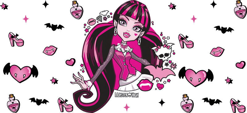 Cute Vampire Girl UV DTF Cup Wrap for 16oz Glass Can KA-11050