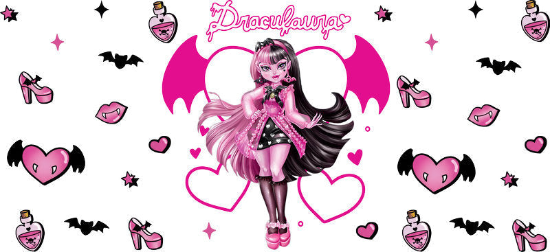 Pink Moon Princess UV DTF Cup Wrap for 16oz Glass Can KA-11052
