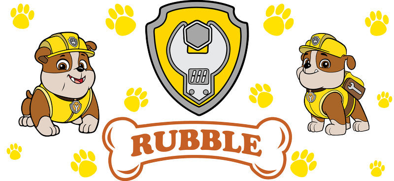Yellow Builder Puppy UV DTF Cup Wrap for 16oz Glass Can KA-11183