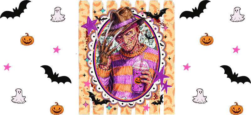 Halloween Horror UV DTF Cup Wrap for 16oz Glass Can KA-11571