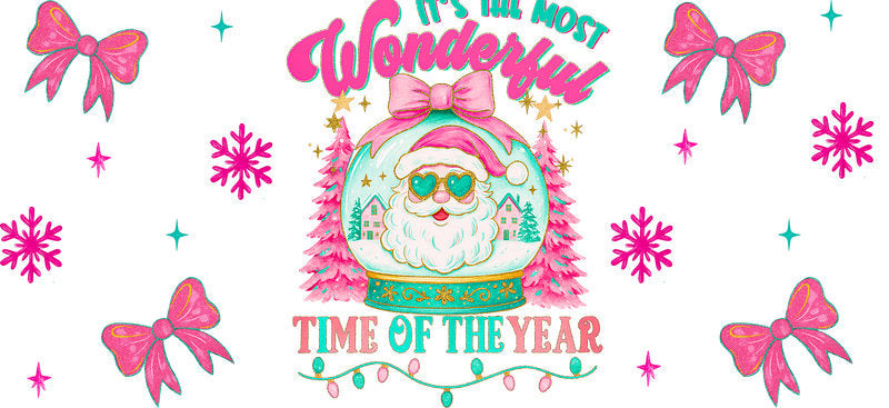 Christmas season UV DTF cup wrap with holiday celebration design for 16oz glass can KA-11600