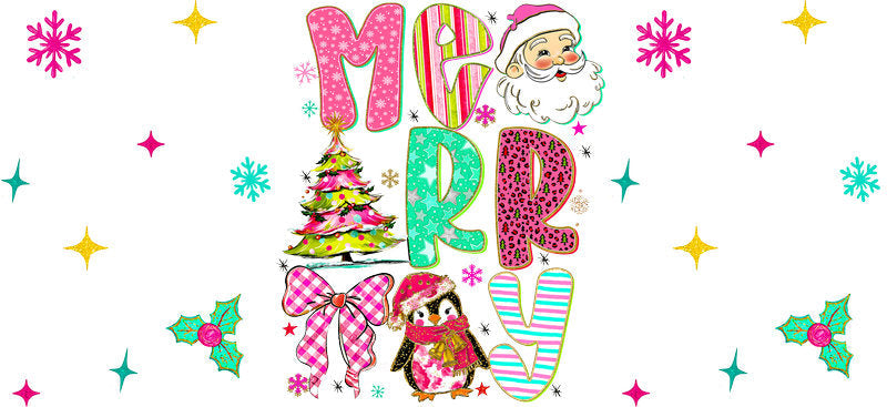 Christmas bow UV DTF cup wrap with elegant holiday ribbon design for 16oz glass can KA-11605