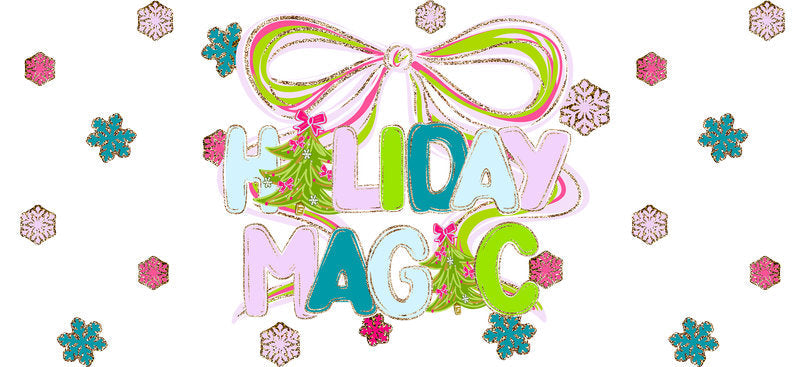 Christmas magic UV DTF cup wrap with festive winter design for 16oz glass can KA-11616