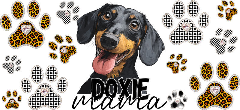 Doxie Mama UV DTF Cup Wrap Transfer for 16oz Libbey Glass Can, Dog Lover Gift