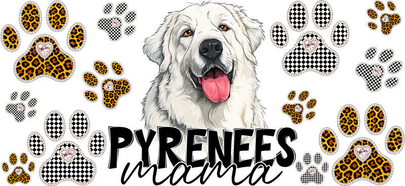 Great Pyrenees Mama UV DTF Cup Wrap Transfer for 16oz Libbey Glass Can, Dog Lover Gift