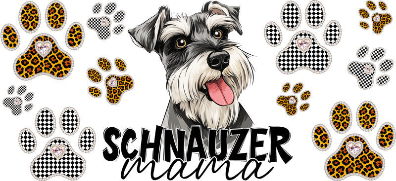 Miniature Schnauzer Mama UV DTF Cup Wrap Transfer for 16oz Libbey Glass Can, Dog Lover Gift