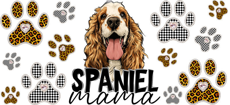 Cocker Spaniel Mama UV DTF Cup Wrap Transfer for 16oz Libbey Glass Can, Dog Lover Gift
