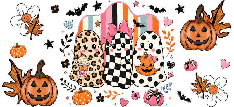 Cute Ghost and Pumpkin Halloween Cup Wrap