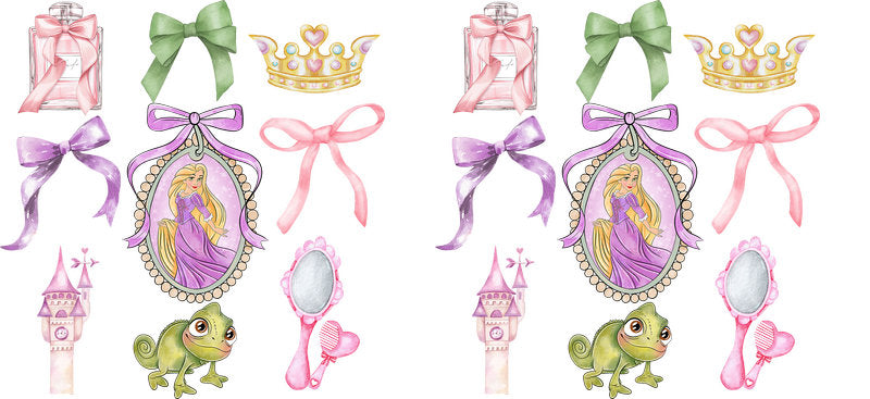 Princess Green Ribbon UV DTF Cup Wrap for 16oz Libbey KA-14098