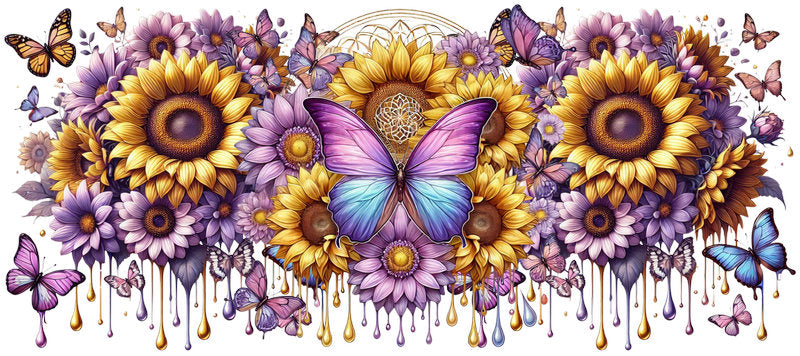 Butterfly Sunflower Cup Decal for 16oz Libbey
