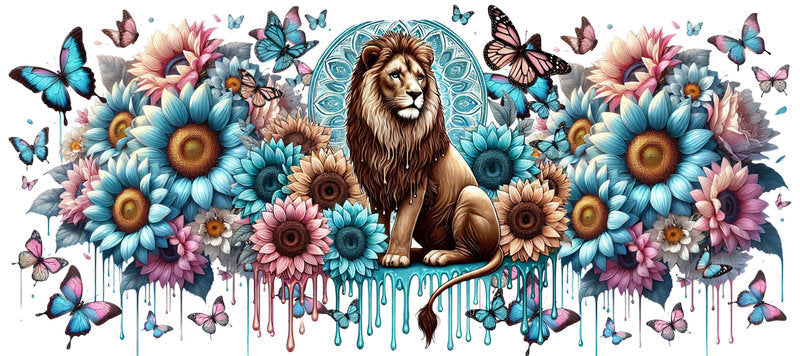 Lion Sunflower Animal Cup Decal for 16oz Libbey