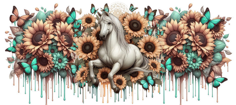 Unicorn Animal Floral UV DTF Transfer for 16oz Libbey