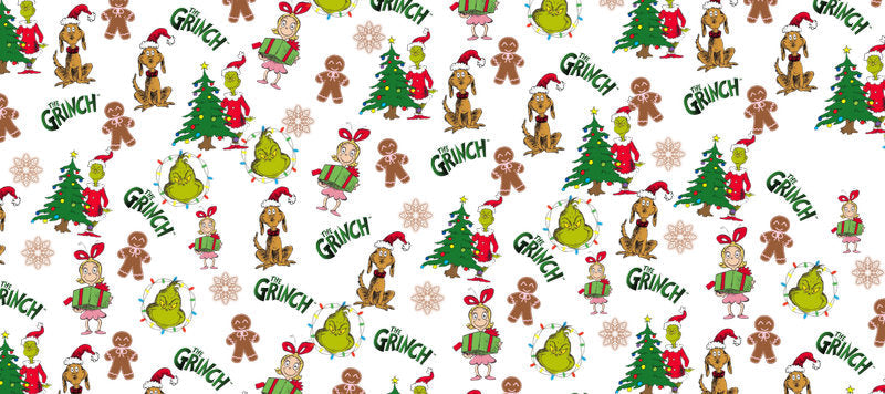 Green holiday character Christmas pattern with festive winter elements