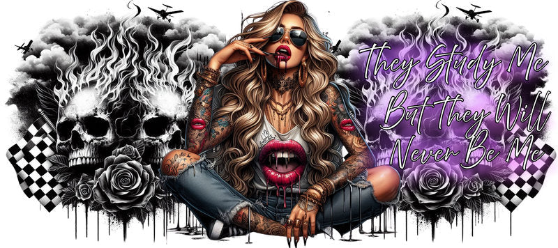 Tattoo Badass Girl UV DTF Cup Wrap for 16oz Libbey KA-14837