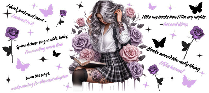 Tattoo Badass Girl UV DTF Cup Wrap for 16oz Libbey KA-14852