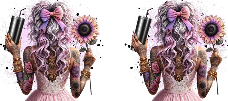 Tattoo Badass Girl UV DTF Cup Wrap for 16oz Libbey KA-14875