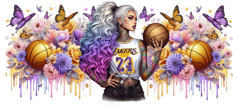 Tattoo Badass Girl UV DTF Cup Wrap for 16oz Libbey KA-14883