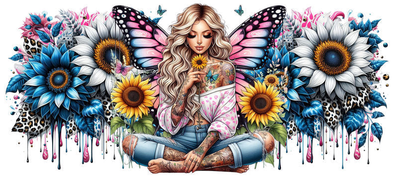Tattoo Badass Girl UV DTF Cup Wrap for 16oz Libbey KA-14906