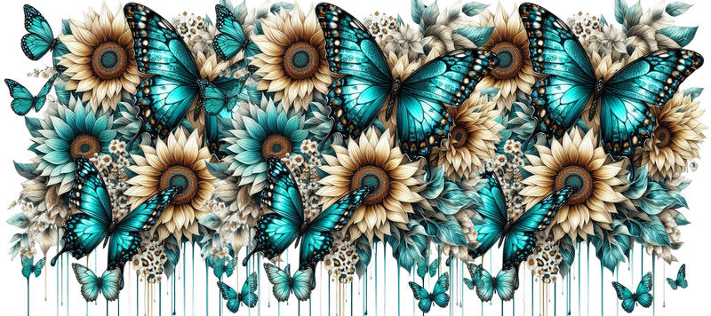 Floral Butterfly UV DTF Cup Wrap for 16oz Libbey KA-14944