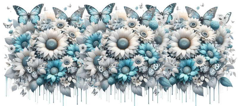 Floral Butterfly UV DTF Cup Wrap for 16oz Libbey KA-14955